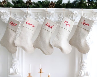 christmas stocking personalized grey, Linen Stocking, Minimalist Christmas Stocking, Custom Christmas Stocking