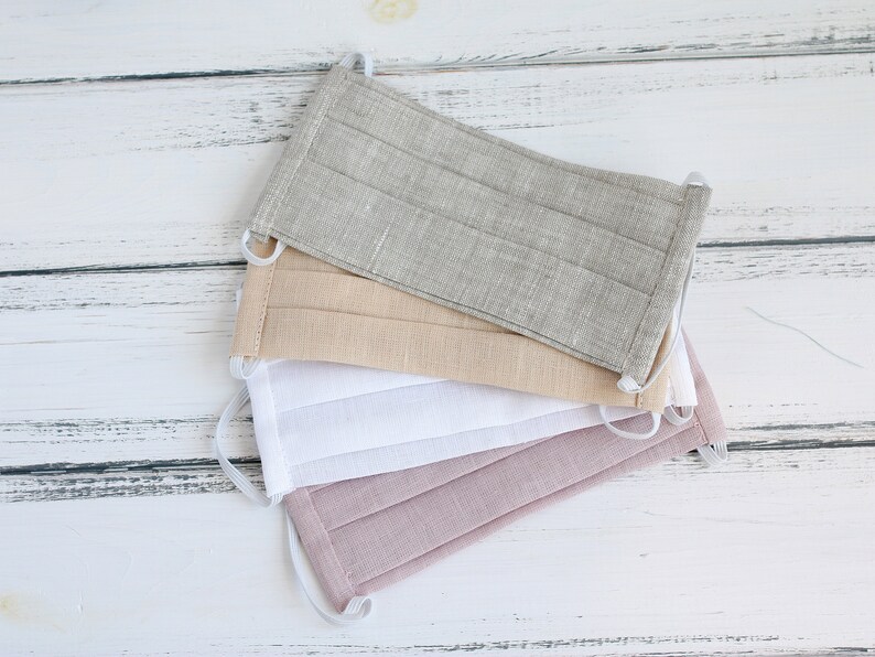 Linen White Face Mask White Protective Reusable Face Mask Etsy