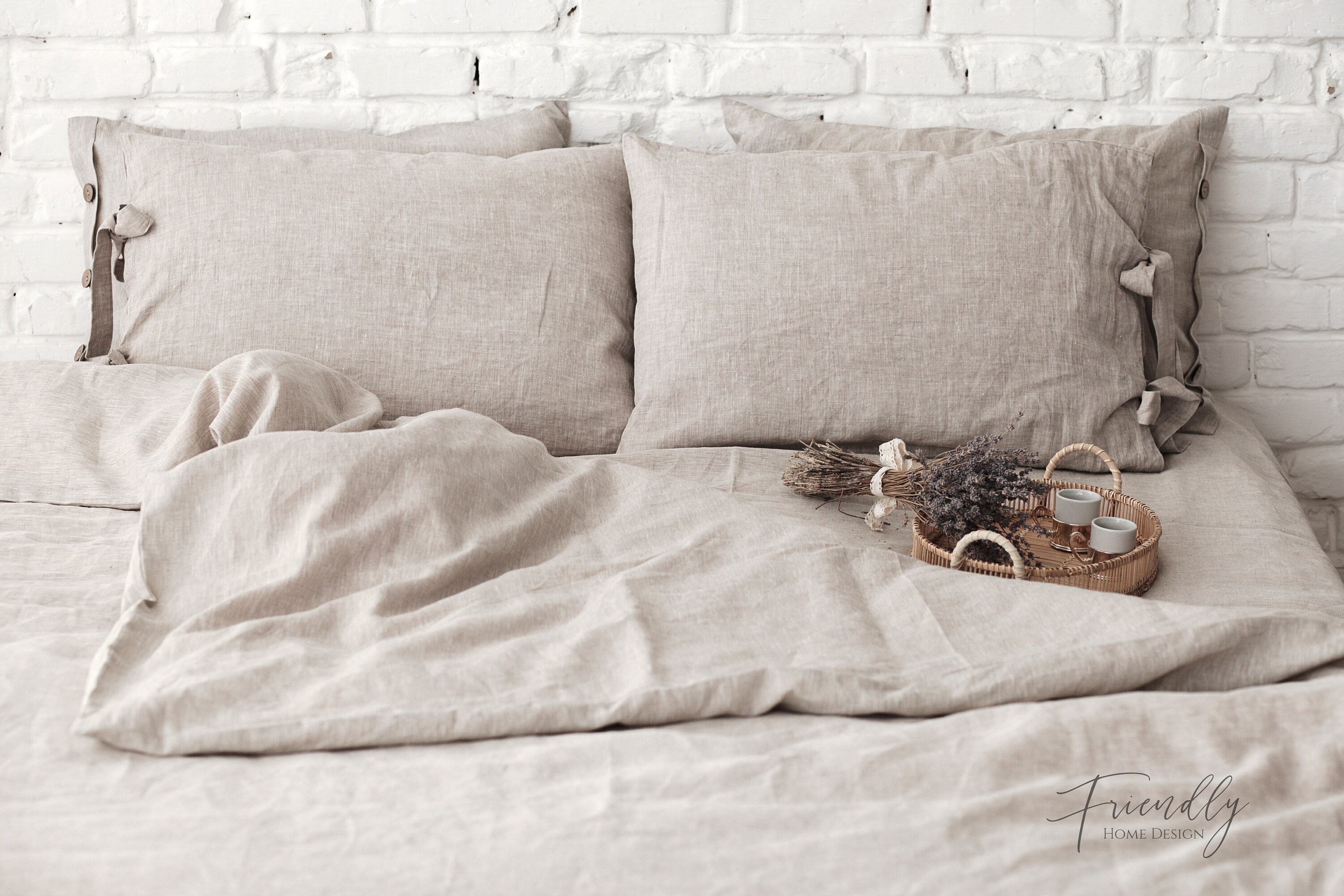 Natural Bedding Set Linen Bedding With Ties Natural Linen Etsy