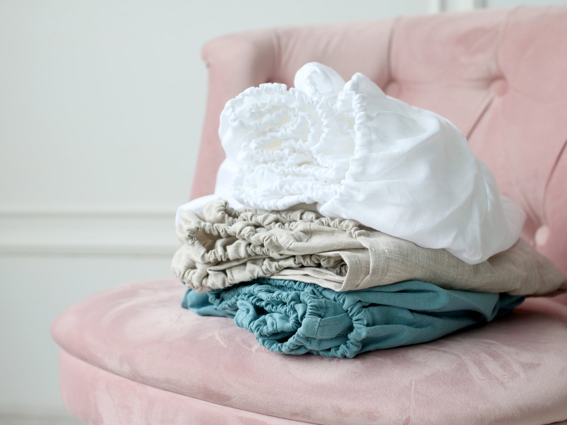 Linen Fitted Sheet Queen Linen Fitted Sheet King Linen Etsy
