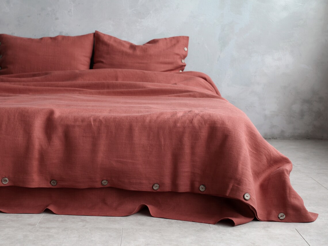 Terracotta linen bedding set rust linen duvet set rust linen Etsy
