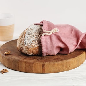 Zero waste linen bread bag, Organic Cotton Produce Bag, Reusable linen bags, Bags for nuts, Bag for herbs, Kitchen linens, Various colors