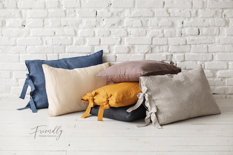 Linen Pillowcase With Ties Linen Pillowcase Body Pillow Etsy
