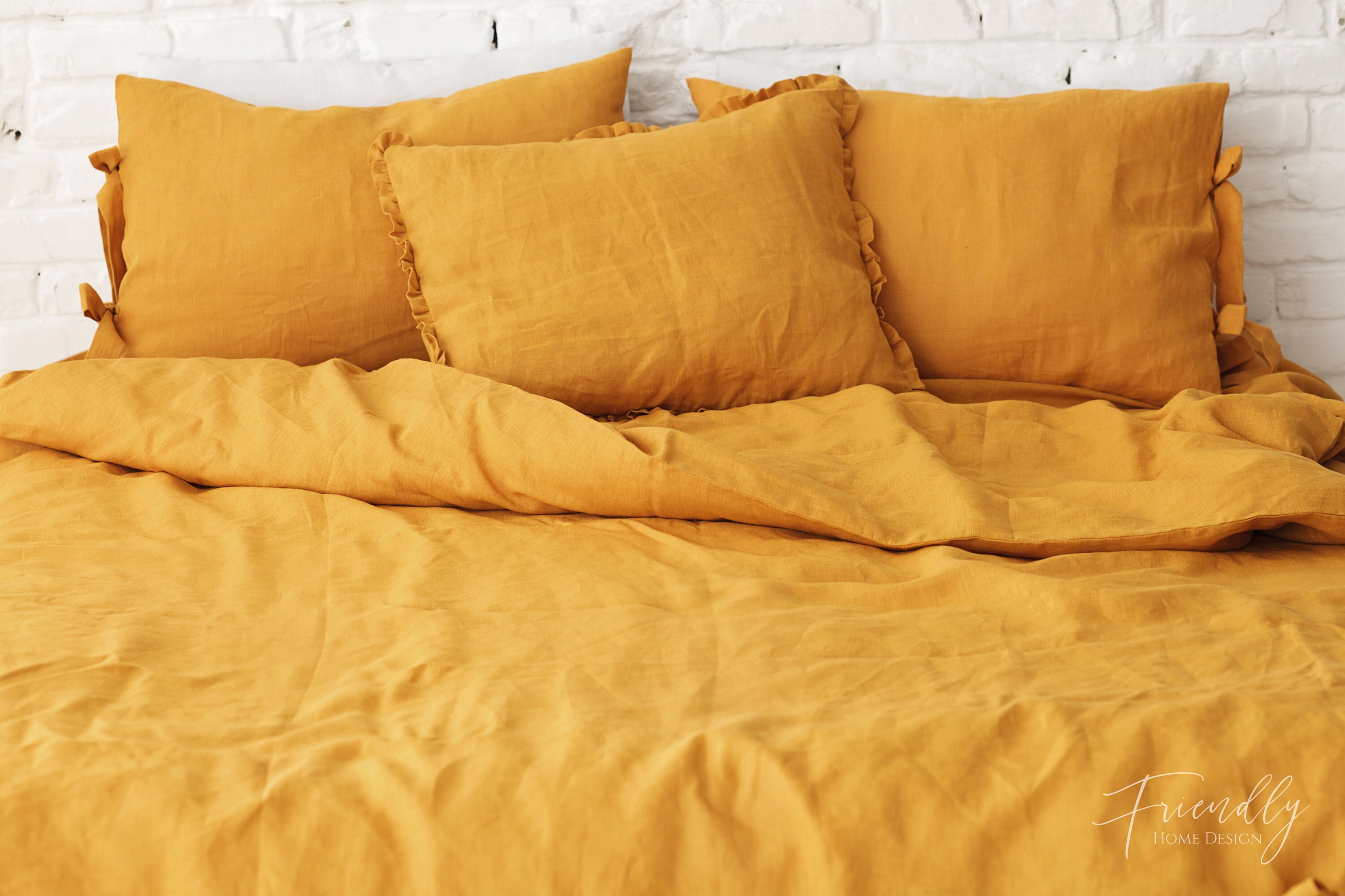 Mustard Linen Duvet Cover Scandinavian Bedding Mustard Linen Etsy