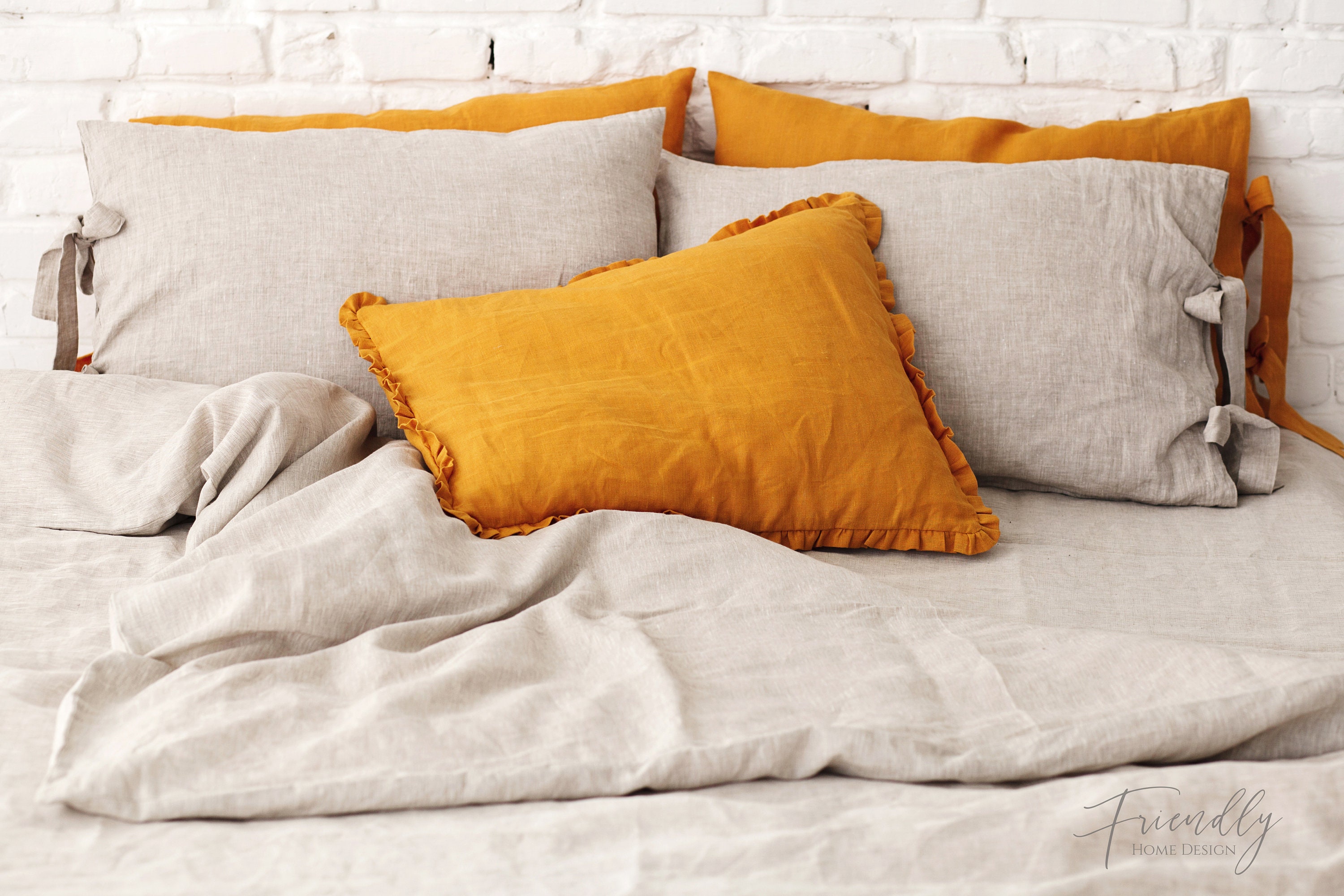 Natural Bedding Set Linen Bedding With Ties Natural Linen Etsy