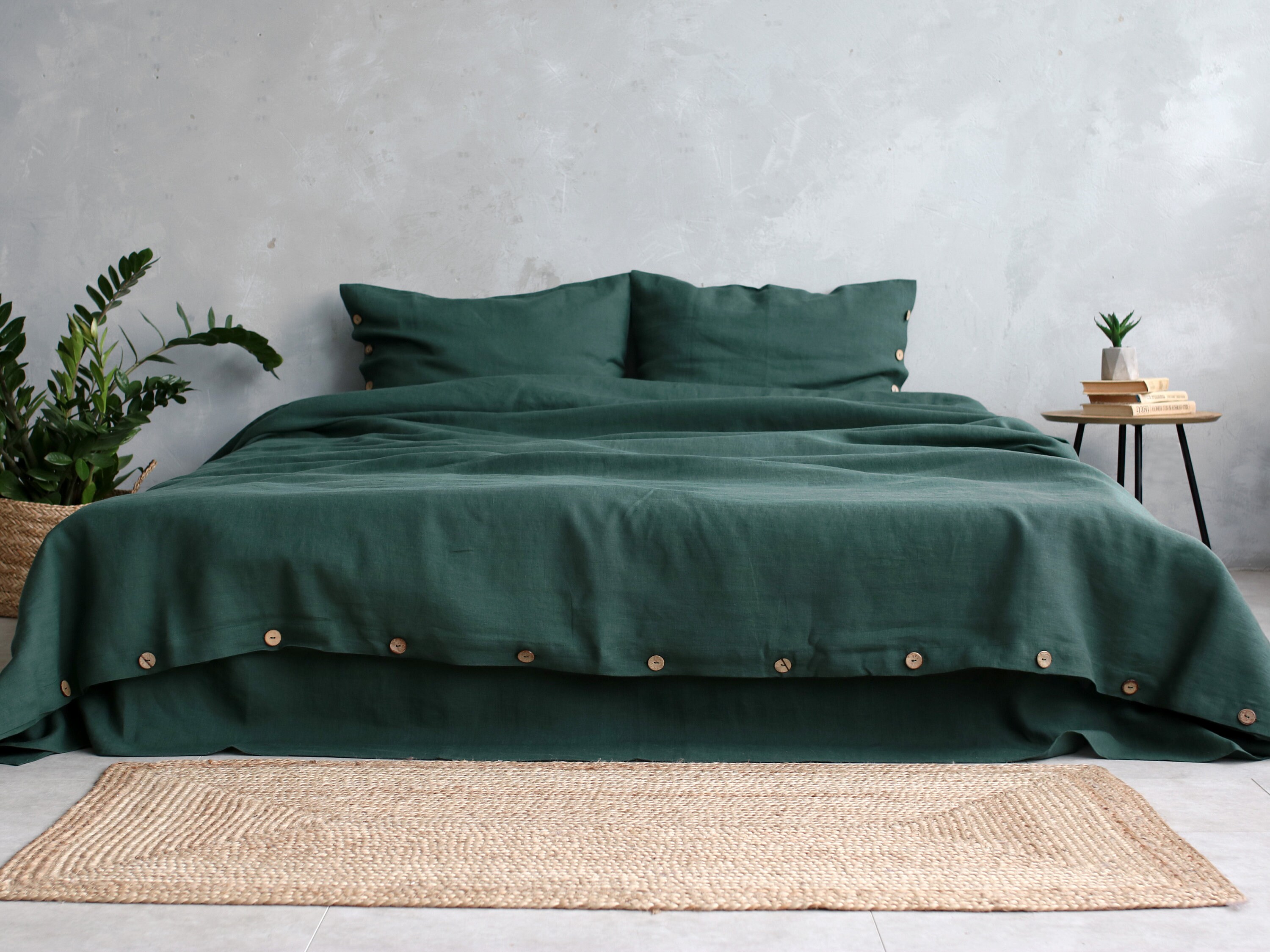 Linen Duvet Cover Deep Green color moss green linen duvet Etsy