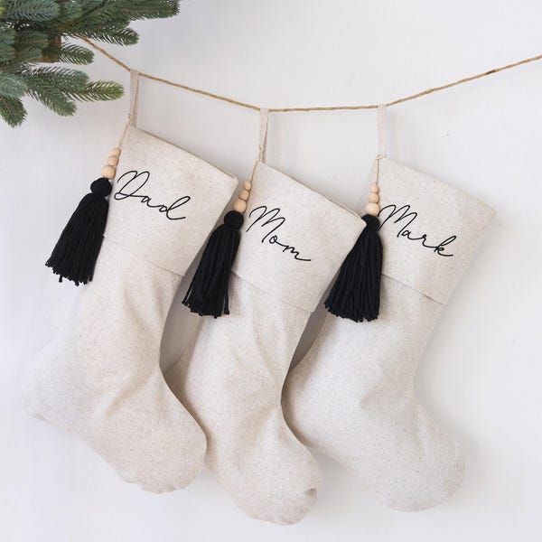 neutraler Weihnachtsstrumpf, Weihnachtsstrumpf personalisiert grau, neutraler Weihnachtsstrumpf, Minimalistischer Weihnachtsstrumpf