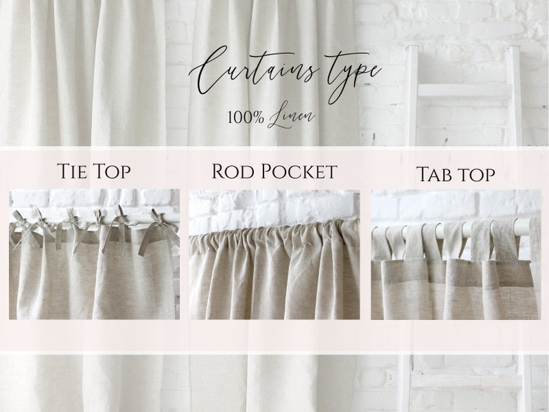 Linen Curtains Tie Top Natural Linen Curtains With Ties Etsy