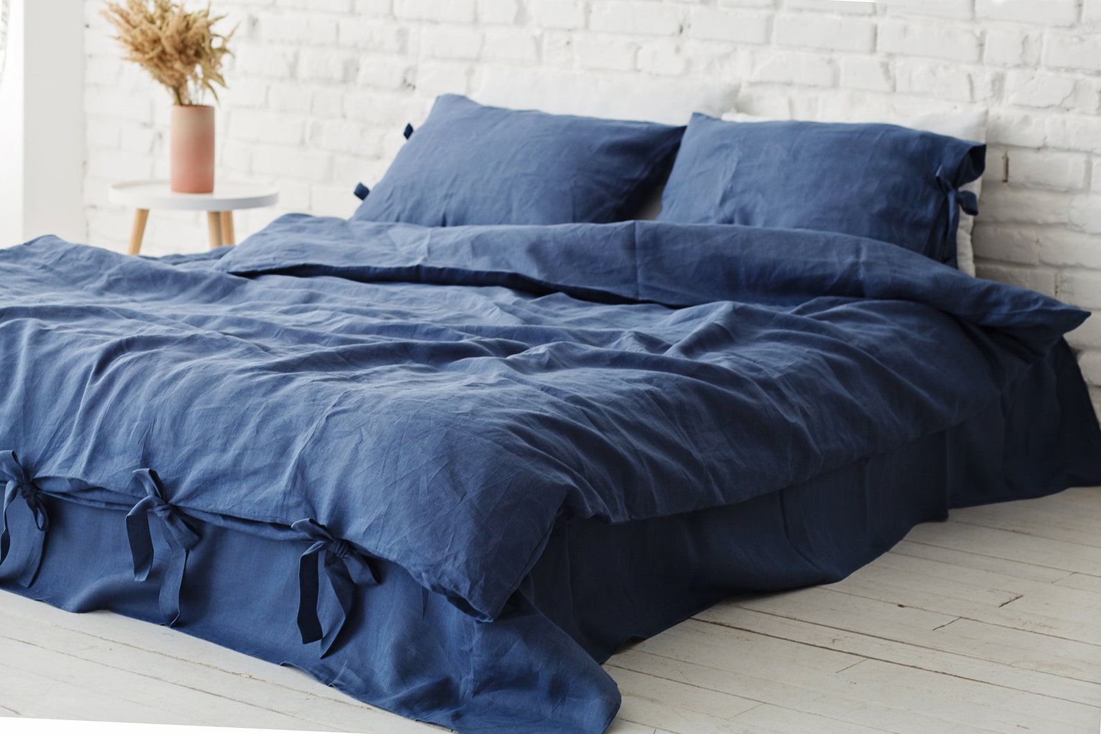 Linen DUVET COVER Navy Blue bedding Custom size Natural | Etsy