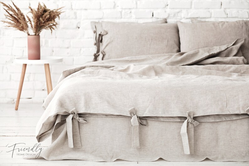Natural Bedding Set Linen Bedding With Ties Natural Linen Etsy