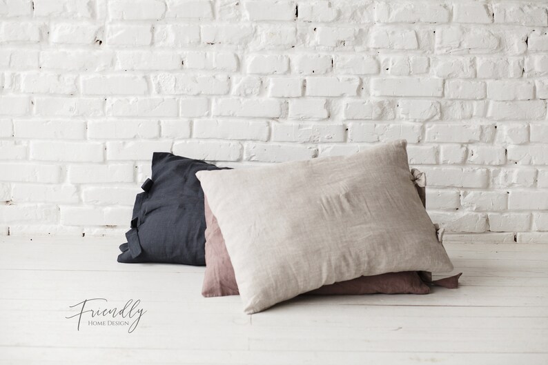 Linen Pillowcase With Ties Linen Pillowcase Body Pillow Etsy