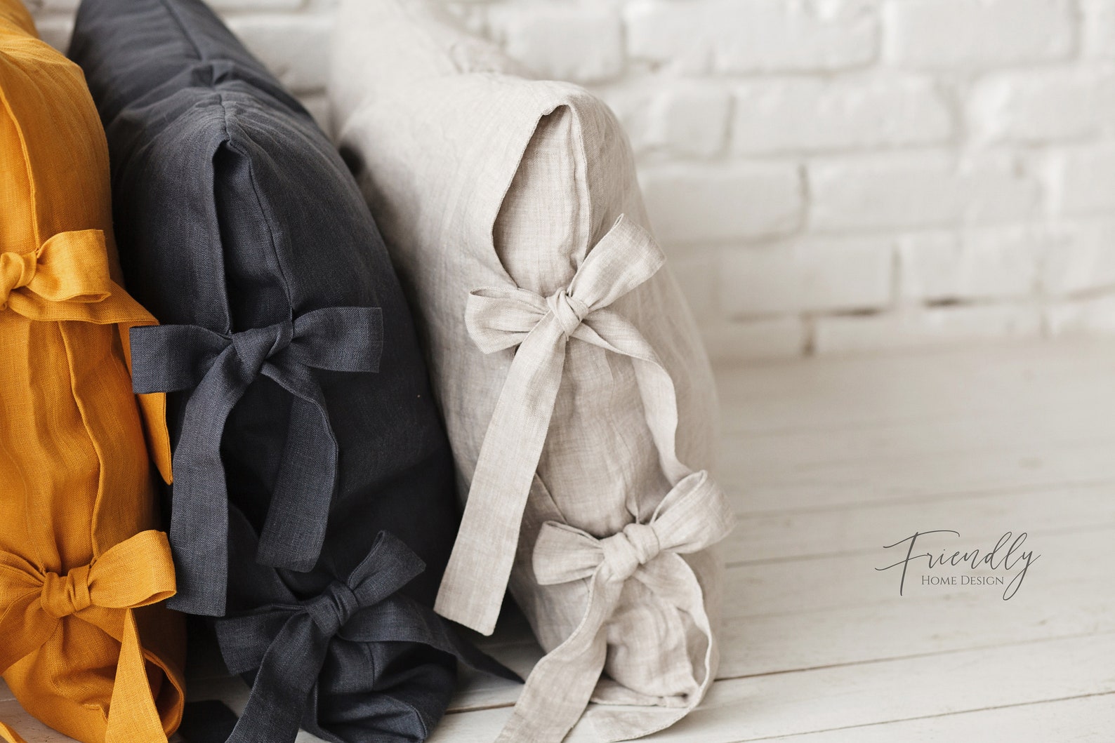 Natural Linen Pillow Case With Ties Linen Pillow Case Linen Etsy