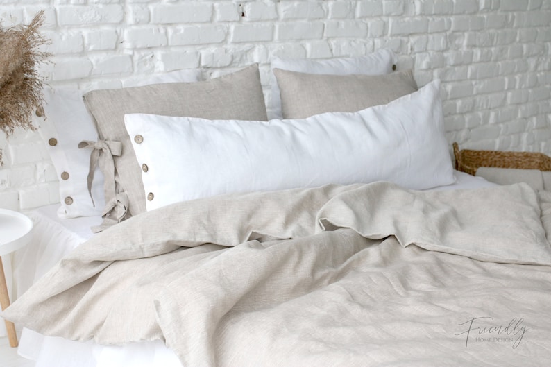 Linen Buttoned Pillowcase Natural Linen Pillow Case Linen Etsy