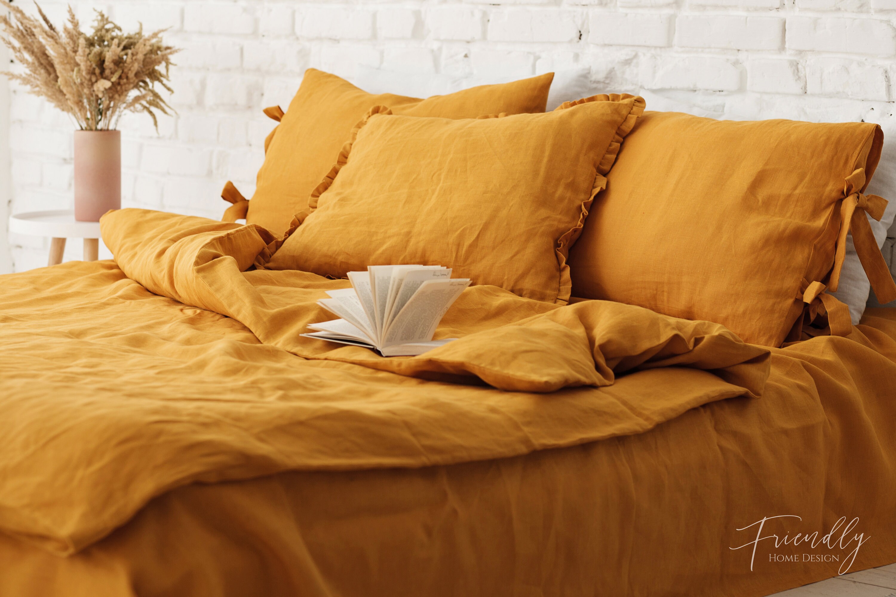 Mustard Linen Duvet Cover Scandinavian Bedding Mustard Linen Etsy