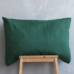 green linen pillow case, Emerald linen pillowcase, green pillow, farmhouse pillow case, euro pillow case, custom size pillowcase