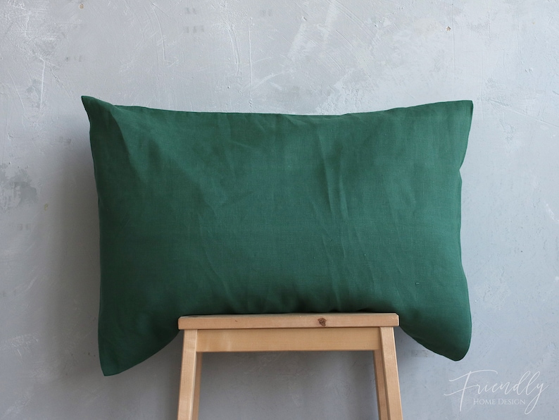 Black Linen Pillow Case Emerald Linen Pillowcase Green Etsy