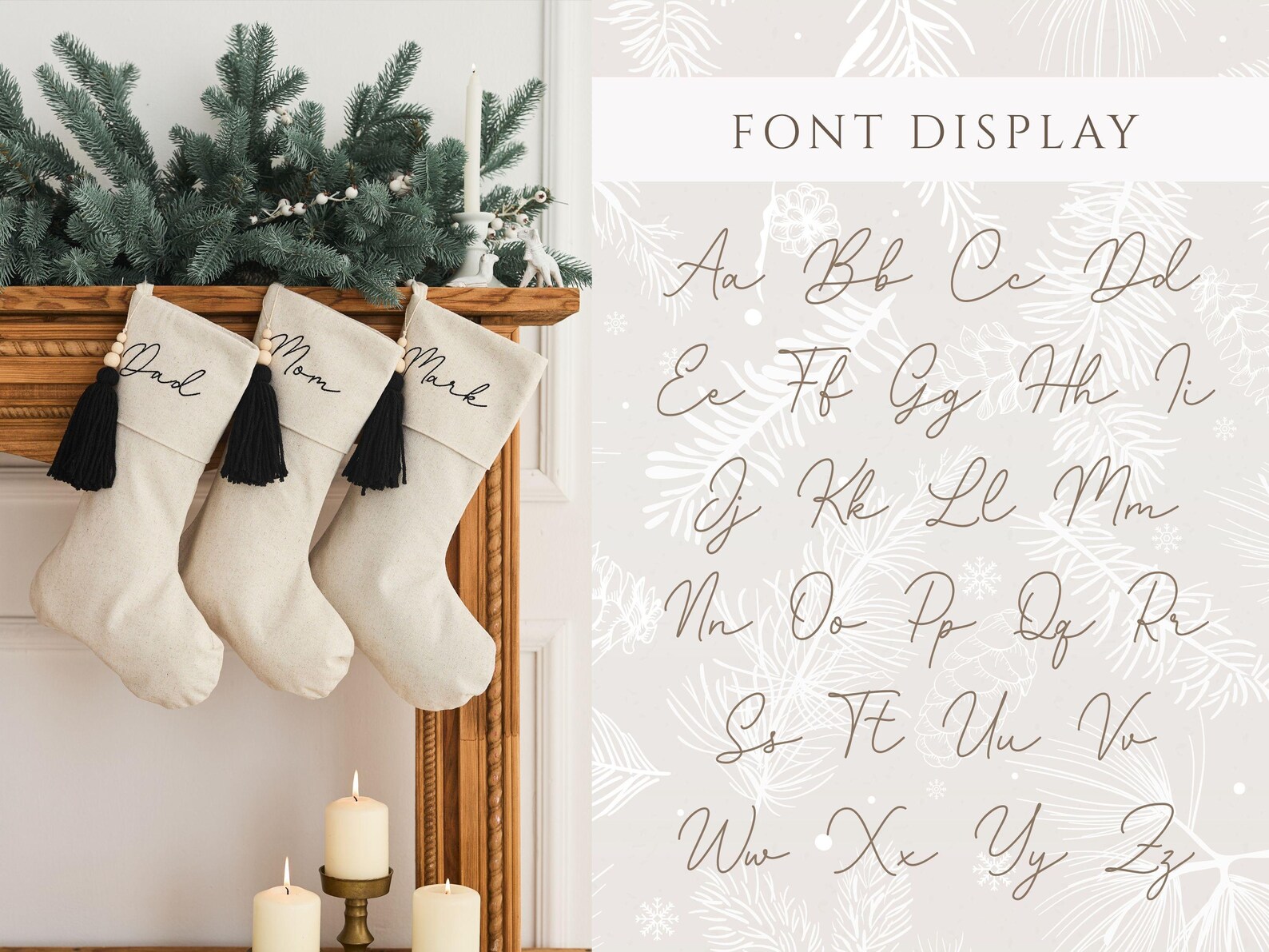 Personalized Linen Christmas Stocking, Neutral Christmas, Minimalist