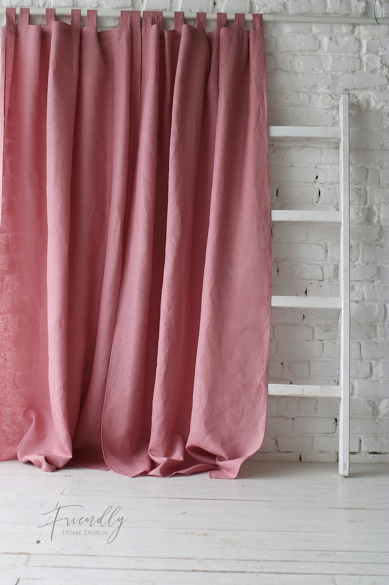 Linen Curtains Teal Linen Curtains Natural Tab Top Linen Etsy