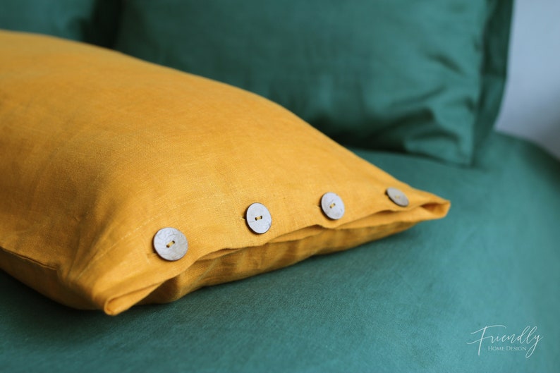 Green linen pillow case Emerald linen pillowcase green Etsy