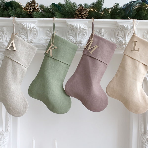 christmas stocking linen, Minimalist Christmas Stocking / Scandinavian Stocking / Neutral Stocking