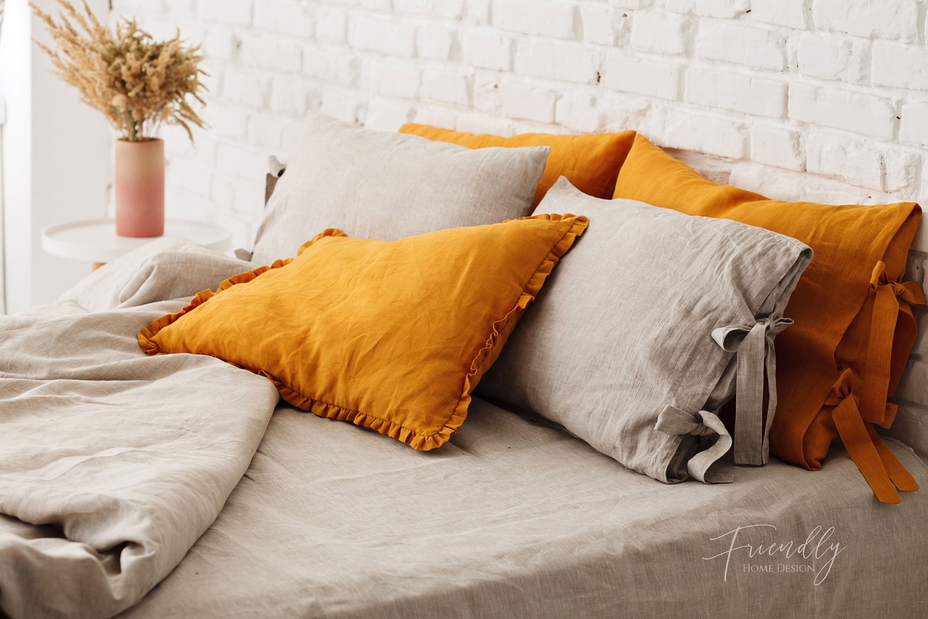 Natural Bedding Set Linen Bedding With Ties Natural Linen Etsy