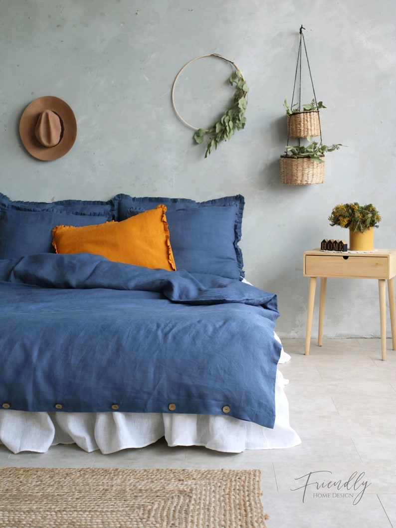 Blue linen duvet cover linen duvet cover king linen duvet Etsy