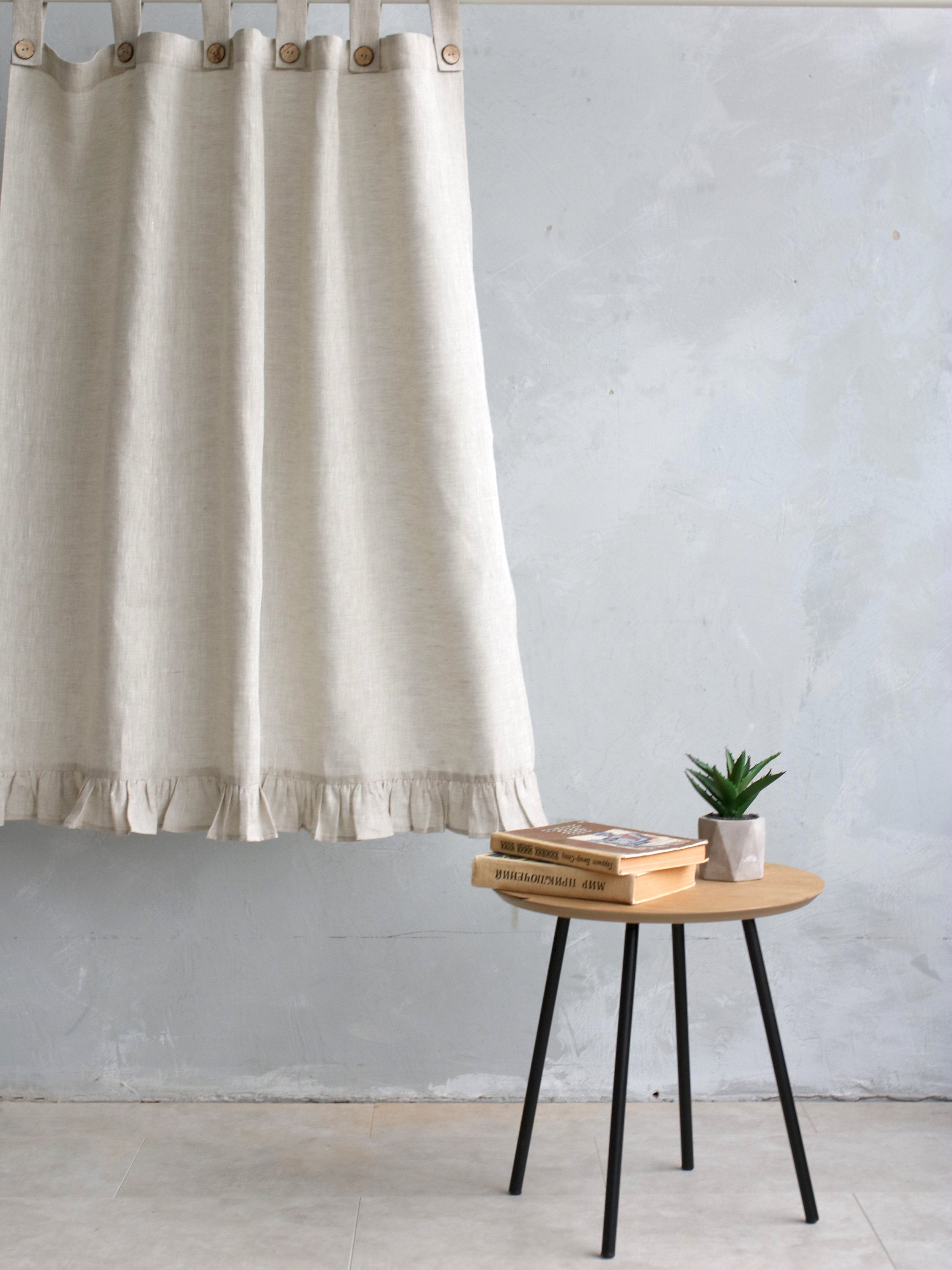 Linge Rideaux De Cuisine, Café Rayés Plissés, Rideaux Ferme, Panneau Rideau Ébouriffé En Lin, Lin Tab Top