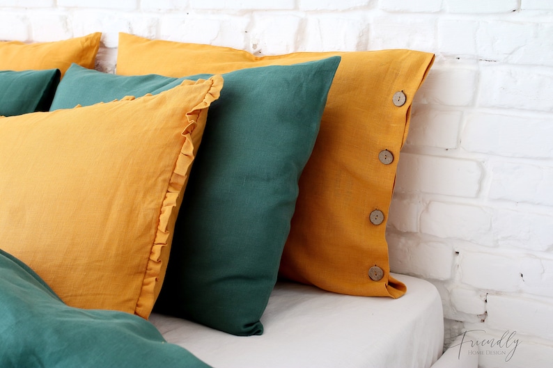 Mustard Linen Pillow Case Linen Pillowcase Body Pillow Etsy