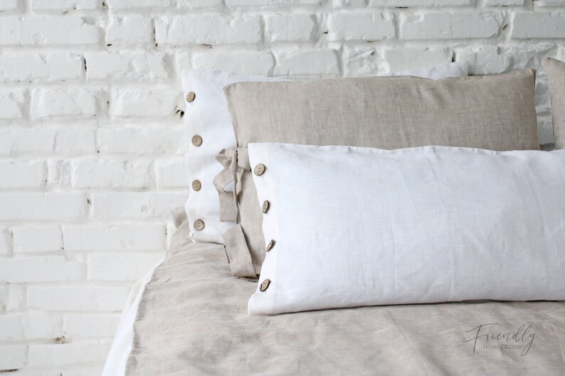 Linen Buttoned Pillowcase Natural Linen Pillow Case Linen Etsy