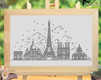 Chart Needlework DIY Tea Time in Paris Counted Cross Stitch Patterns
