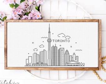 Cross Stitch Toronto Skyline Pattern | Toronto Silhouette Cross Stitch | Printable PDF Chart | Instant PDF Download | Toronto Embroidery