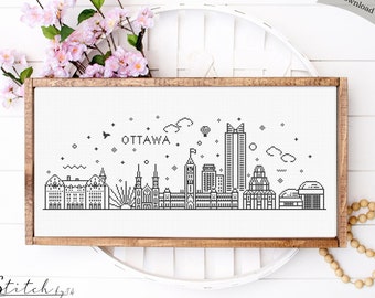 Cross Stitch Ottawa Skyline Pattern |  Ottawa Silhouette Cross Stitch | Printable PDF Chart | Instant PDF Download | Ottawa Embroidery