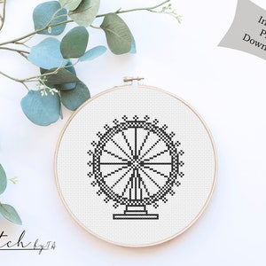 Cross Stitch London Eye |Counted Cross Stitch Pattern | Printable PDF Chart |Instant Download| London Eye Silhouette cross stitch | England