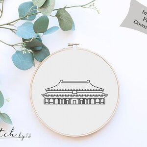 Forbidden City Beijing Counted Cross Stitch Pattern Printable PDF Chart Crafts DMC Needlework Cross-Stitch Instant Download Embroidery