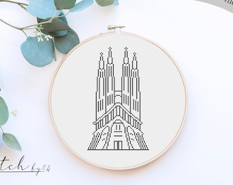 Punto de Cruz Sagrada Familia España / Patrón Punto de Cruz Contado PDF Imprimible / Descarga Instantánea / Punto de cruz España Silueta