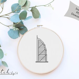 Burj Al Arab Hotel Dubai Counted Cross Stitch Pattern Printable PDF Chart Crafts DMC Needlework Cross-Stitch Instant Download Embroidery
