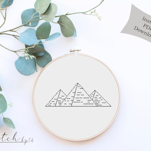 Cross Stitch Pyramids Counted Cross Stitch Pattern | Printable PDF Chart | Instant PDF Download| Egypt Silhouette cross stitch