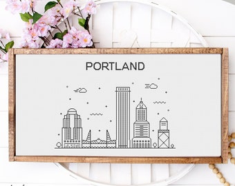 Cross Stitch Portland |Cross Stitch Portland Silhouette | Counted Cross Stitch Pattern Landscape| Printable PDF Chart | Instant PDF Download