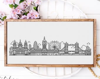 Cross Stitch London | Cross Stitch London Silhouette | Counted Cross Stitch Pattern Landscape| Printable PDF Chart | Instant PDF Download