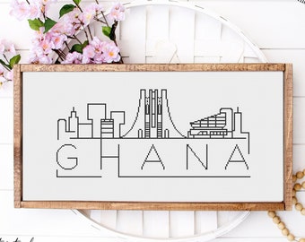 Cross Stitch Ghana Skyline | Landscape Counted Cross Stitch Pattern | Printable PDF Chart | Instant Download | Ghana Silhouette cross stitch