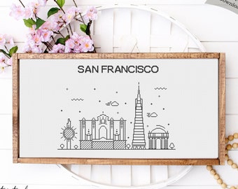 Cross Stitch San Francisco Skyline|Counted Cross Stitch Pattern|Printable PDF Chart|Instant Download|San Francisco Silhouette cross stitch