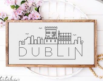 Dublin City Skyline Counted Cross Stitch Pattern Printable PDF Chart Crafts DMC Needlework Cross-Stitch Instant Download Embroidery