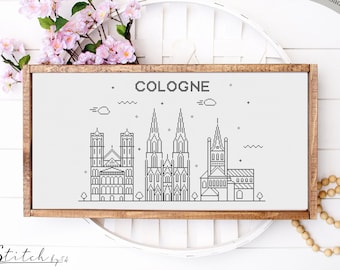 Cologne Skyline Counted Cross Stitch Pattern | Cross Stitch Cologne Silhouette |Printable PDF Chart|Instant PDF Download| Cologne Embroidery