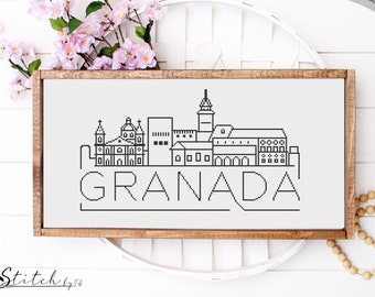 Granada City Skyline Counted Cross Stitch Pattern | Printable PDF Chart | Instant Download | Granada Silhouette Cross-Stitch