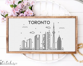 Cross Stitch Toronto Skyline Pattern | Toronto Silhouette Cross Stitch | Printable PDF Chart | Instant PDF Download | Toronto Embroidery