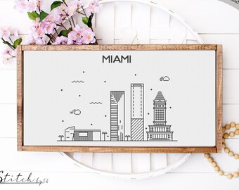 Kreuzstich Miami Skyline Kreuzstich | Schnittmuster PDF Chart| Handwerk Sofort Download | Miami Kreuzstich Stickmuster