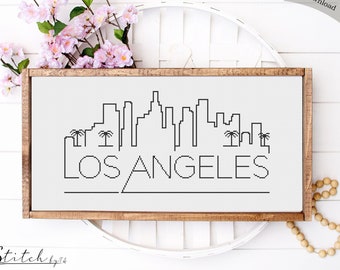 Los Angeles City Skyline Counted Cross Stitch Pattern Printable PDF Chart Crafts DMC Needlework Cross-Stitch Instant Download Embroidery