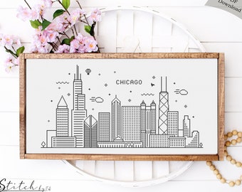 Cross Stitch Chicago Skyline | Cross Stitch Chicago Silhouette | Printable PDF Chart | Instant Download | Chicago Embroidery