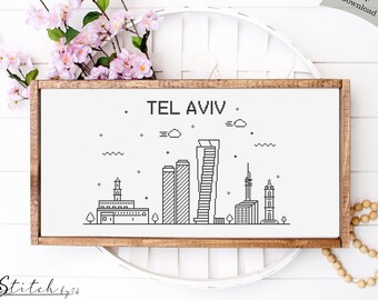 Cross Stitch Tel Aviv Skyline| Counted Cross Stitch Pattern | Printable PDF Chart