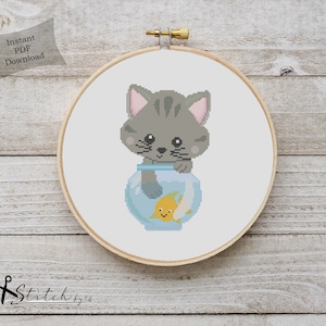 Kitten cross stitch Pattern | Cat cross Stitch | Cat Embroidery | Instant PDF Download | Cross Stitch Pattern